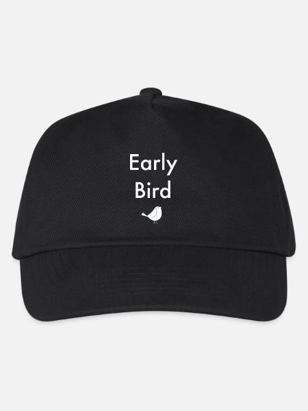 Early Bird - Frühaufsteher mit Vogel - Kinder Basecap - Schwarz