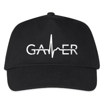 Gamer Herzkurve - Puls Controller Gaming Zocken - Kinder Basecap - Schwarz - Vorne
