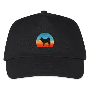 Alaskan Klee Kai Hundeliebhaber Silhouette Retro Sonnenuntergang - Kinder Basecap - Schwarz - Vorne