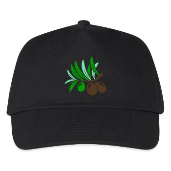 Olive 3 Zweig Blatt Olivenöl Öl Mittelmeer Salat - Kinder Basecap - Schwarz - Vorne
