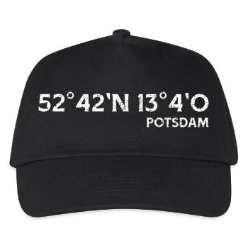 Potsdam Koordinaten Souvenir Geschenk - Kinder Basecap - Schwarz - Vorne