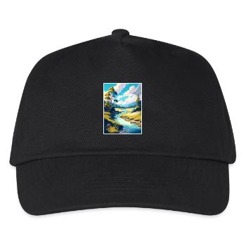 Wye Creek Dekoration Neuseeland Reiseposter - Kinder Basecap - Schwarz - Vorne