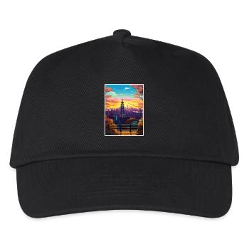 Manhattan New York Vintage Reiseposter Souvenir - Kinder Basecap - Schwarz - Vorne