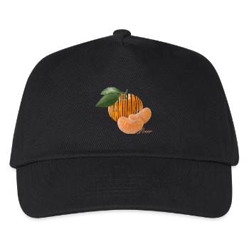 Mandarine Lover – Süße Zitrusfrucht Motiv - Kinder Basecap - Schwarz - Vorne