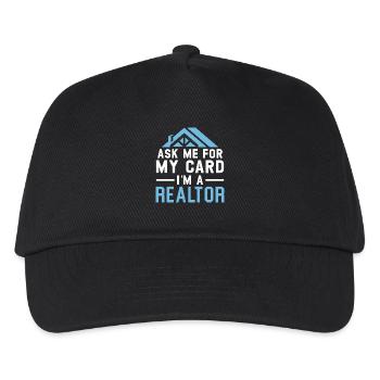 Fragen Sie mich nach meiner Karte Ich bin ein Immo - Kinder Basecap - Schwarz - Vorne