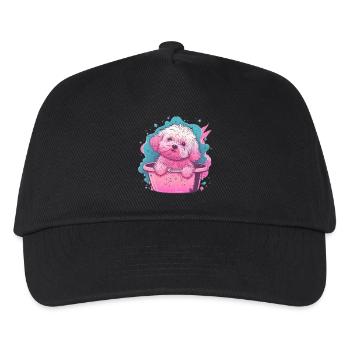 Pinkes Fluff-Welpe im Eimer - Kinder Basecap - Schwarz - Vorne