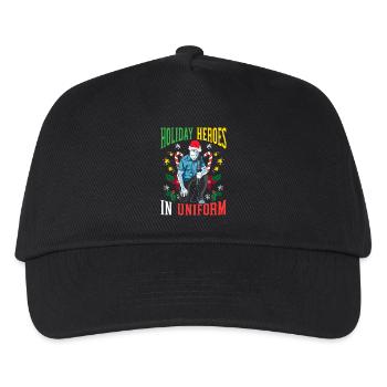 Feiertagshelden in Uniform Weihnachtsmann Polizei - Kinder Basecap - Schwarz - Vorne