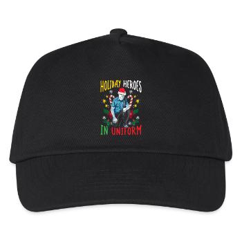 Feiertagshelden in Uniform Weihnachtsmann Polizei - Kinder Basecap - Schwarz - Vorne