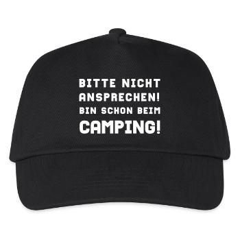 bitte nicht ansprechen camping - Kinder Basecap - Schwarz - Vorne