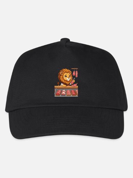 Löwe in der Fleischerei Metzger Chibi Design - Kinder Basecap - Schwarz