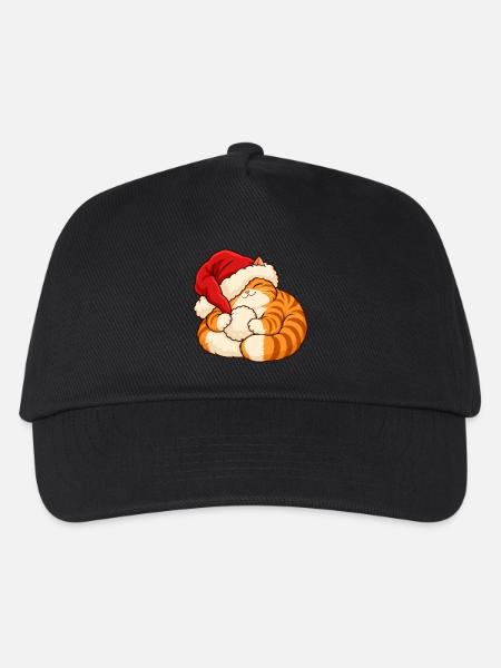 Weihnachten - Schlafendes Weihnachtskätzchen - Kinder Basecap - Schwarz