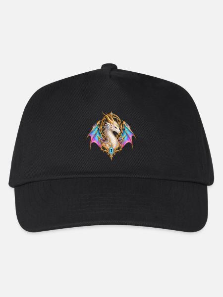 Opaldrache – Magisches Portal in Gold - Kinder Basecap - Schwarz