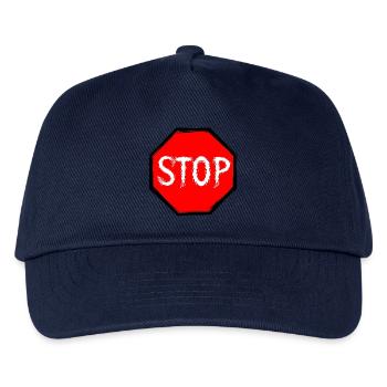 Stop Schild Vektor - Kinder Basecap - Navy - Vorne