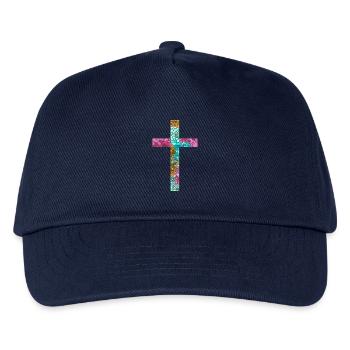 Kreuz Jesus Gott Religion Kirche Papst Vatikan - Kinder Basecap - Navy - Vorne