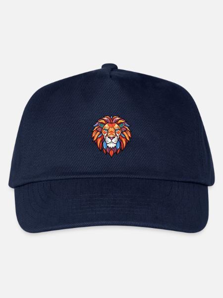 Brüllender Löwe Buntes Aquarell Tier Cartoon - Kinder Basecap - Navy