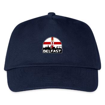 Belfast Nordirland Flagge Skyline Silhouette T - Kinder Basecap - Navy - Vorne