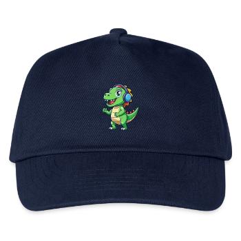 Dinosaurier Lustige Zeichentrickfigur Kopfhörer Musik - Kinder Basecap - Navy - Vorne