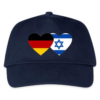 Deutschland Israel Flagge Herz - Kinder Basecap - Navy - Vorne