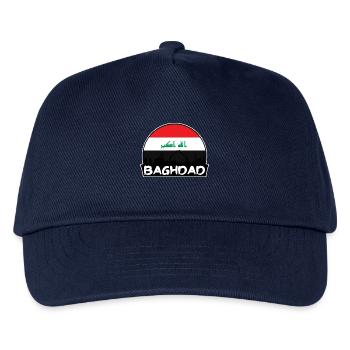Bagdad Irak Flagge Skyline Silhouette Reisen - Kinder Basecap - Navy - Vorne