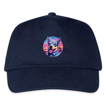 Blaue Heeler-Hunderasse buntes Karikatur-Aquarell - Kinder Basecap - Navy - Vorne