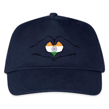 Indien Flagge Herzform - Kinder Basecap - Navy - Vorne