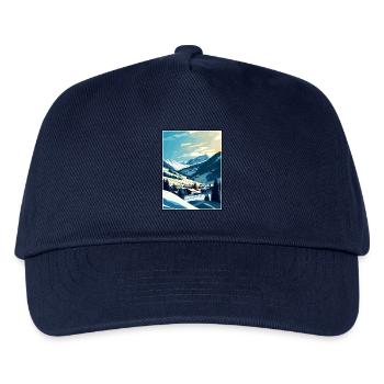 Saalbach Österreich Vintage Reiseposter Souvenir - Kinder Basecap - Navy - Vorne