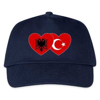 Albanien Türkei Flagge Herz - Kinder Basecap - Navy - Vorne
