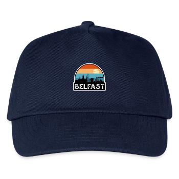 Belfast Nordirland Flagge Skyline Reise Souve - Kinder Basecap - Navy - Vorne
