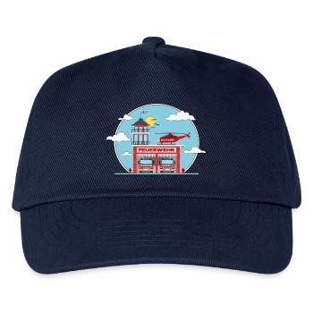 Feuerwehrstation Hubschrauber und Feuerwehrauto - Kinder Basecap - Navy - Vorne