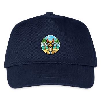 Russischer Harlekin Hund Rasse Cartoon Strand - Kinder Basecap - Navy - Vorne