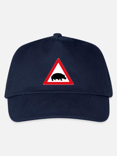 Straßenschild mit Nilpferd - Kinder Basecap - Navy