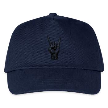 Rock on Hand with Devils Horns - Kids’ Baseball Cap - navy - Front