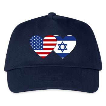 USA Israel Flagge Herz - Kinder Basecap - Navy - Vorne