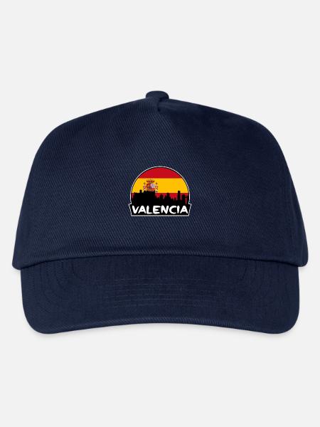 Valencia Spanien Flagge Skyline Silhouette Reisen - Kinder Basecap - Navy