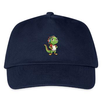 Leguan Lustige Zeichentrickfigur Kopfhörer Musik - Kinder Basecap - Navy - Vorne