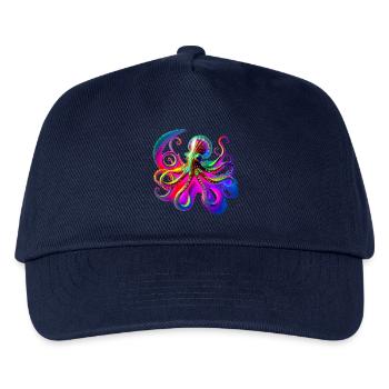 Psychedelic Neon Octopus - Kids’ Baseball Cap - navy - Front