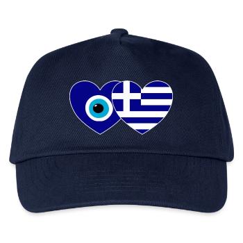 Greece Flag Lucky Charm Nazar Pearl - Kids’ Baseball Cap - navy - Front