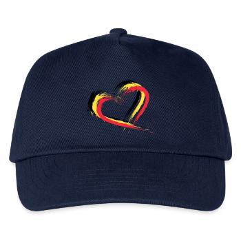 Herz Bürste Flagge Belgien Fahne Design Farben - Kinder Basecap - Navy - Vorne