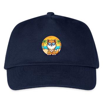 Pommersche Spitz Hunderasse Cartoon Sonnenbrille Strand - Kinder Basecap - Navy - Vorne