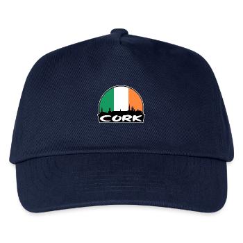 Cork Irland Flagge Skyline Silhouette Reisen - Kinder Basecap - Navy - Vorne