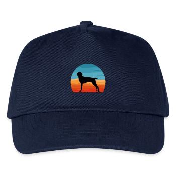 Old Danish Pointer Dog Silhouette Retro Sonnenuntergang - Kinder Basecap - Navy - Vorne