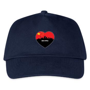 Peking-China-Flaggen-Skyline-Reise-Souvenir - Kinder Basecap - Navy - Vorne