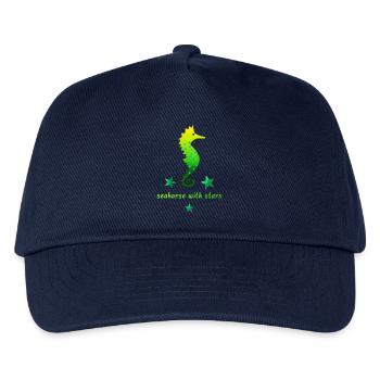grünes Seepferdchen mit Sternchen - Kinder Basecap - Navy - Vorne
