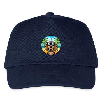 Black And Tan Coonhound Dog Breed Cartoon Beach - Kids’ Baseball Cap - navy - Front