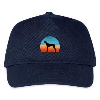 Alter kroatischer Windhund Hund Silhouette Retro Sonne - Kinder Basecap - Navy - Vorne