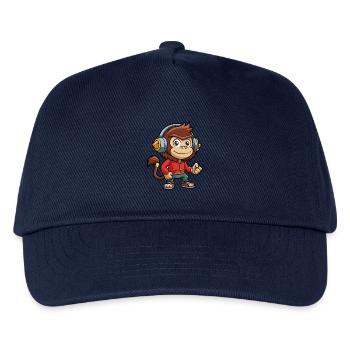 Affe Lustige Zeichentrickfigur Kopfhörer Musik - Kinder Basecap - Navy - Vorne