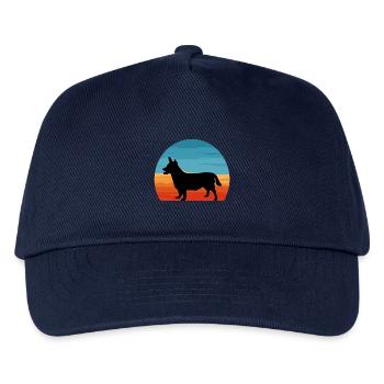 Lancashire Heeler Hund Liebe Silhouette Retro Sonnenuntergang - Kinder Basecap - Navy - Vorne