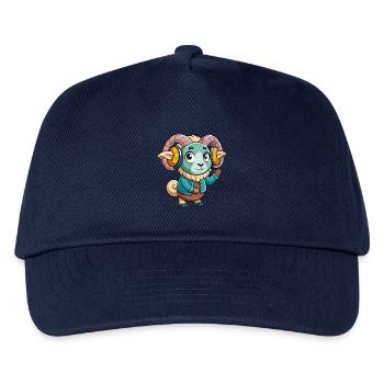 Ram Lustige Zeichentrickfigur Kopfhörer Musik - Kinder Basecap - Navy - Vorne