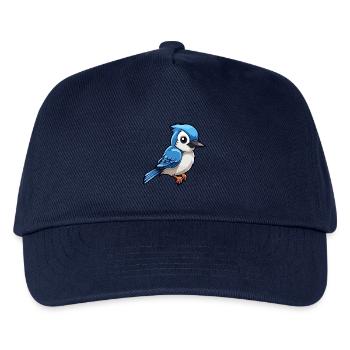 Blauer Eichelhäher Niedliche Karikatur Kawaii Aquarell Tier Haustier - Kinder Basecap - Navy - Vorne