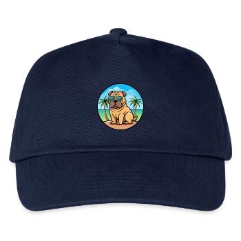 Chinesischer Shar Pei Hund Rasse Cartoon Sonnenbrille Strand - Kinder Basecap - Navy - Vorne